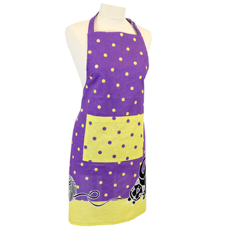 Kuchyňská zástěra s kočkou, fialová