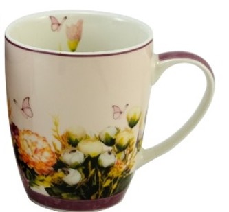 Hrnek- 340 ml - Květiny, porcelán