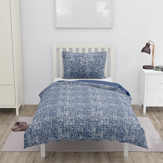 Povlečení mikroflanel na jednolůžko, 140 x 200 + 70 x 90 cm, šedomodré