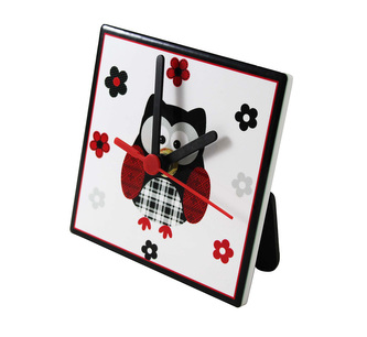 Hodiny ker. 11 cm, černá sova