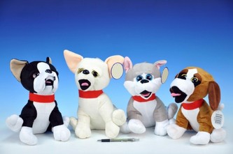 Pes plyš 25cm sedící, 4 druhy od 0 měsíců - 1 kus