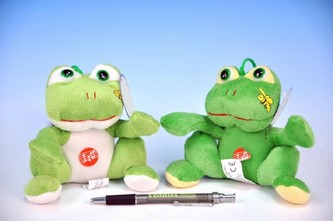 Žába plyš 13cm na baterie se zvukem asst 2 barvy 0m+