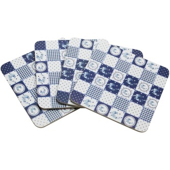 Podtácek MDF 10*10 cm, Elegant modrá, set 4ks