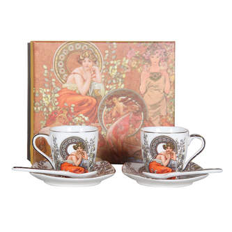 Espresso šálky s podšálky a lžičkami - Mucha