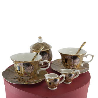 Porcelánový set - šapo sada, mléčenka a cukřenka - Klimt