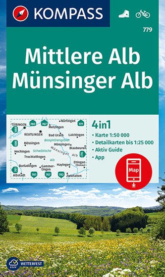 KOMPASS Wanderkarte Mittlere Alb, Münsinger Alb 1:50 000