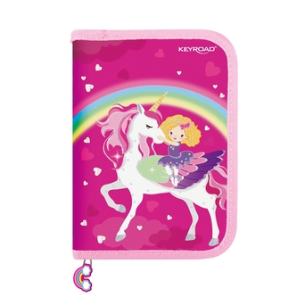 Penál KEYROAD 1 patro, 2 chlp, naplněný,jednorožec