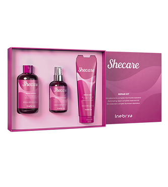 Inebrya SHECARE Repair Kit (Shecare Repair Shampoo 300 ml + Shecare Repair Mask 250 ml + Shecare Repair Magic Spray 200 ml) dárková sada