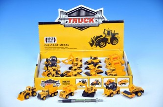 Auto stavební mini kov 7cm 8 druhů - 1 kus