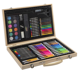 Grafix Sada na malovaní, kreslení v dřevěném kufříku 86ks