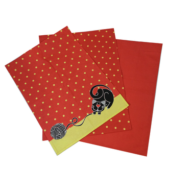 Utěrky s kočkou, 3 ks, červená