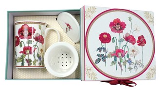 Porcelánový hrnek se sítkem a víčkem – Vlčí máky