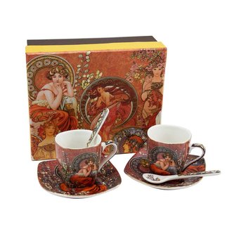 Espresso šálky s podšálky a lžičkami, 100 ml, Mucha