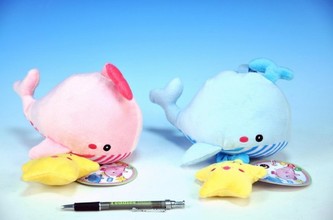 Velryba hrající strojek natahovací plyš 20cm; 2 barvy od 0 měsíců - 1 kus