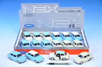 Auto Welly Trabant 601 na zpětné natažení kov 10,5cm, 4 barvy (1ks)