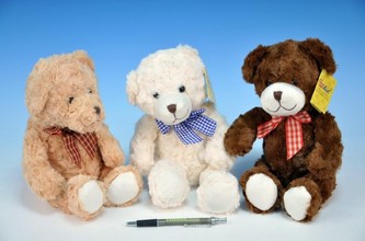 Medvěd s mašlí plyš 30cm; 3 barvy v sáčku od 0 měsíců - 1 kus