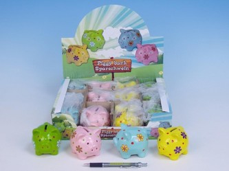 Pokladnička prasátko keramická 8cm; 4 barvy - 1 kus