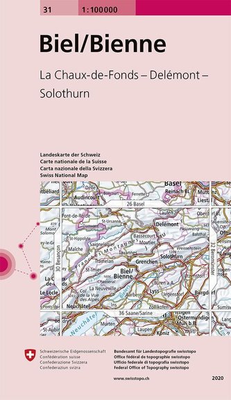 Swisstopo 1 : 100 000 Biel / Bienne