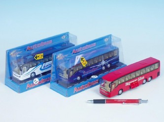 Autobus na zpětné natažení na baterie 3xLR41 se zvukem a se světlem kov 18cm, 3 barvy (1ks v krabičce)