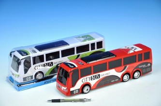 Autobus na setrvačník plast 34cm, 2 barvy (1ks v krabičce)