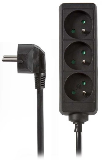 NEDIS napájecí prodlužovací zásuvka/ úhlový/ 3x zásuvka/ černá/ 5m