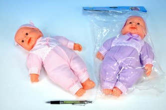 Panenka Miminko měkké tělo 32cm na baterie 4 zvuky, 2 barvy, v sáčku - 1 kus