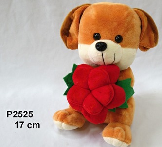 Pejsek Egon s růží 17 cm
