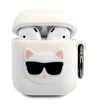 Karl Lagerfeld Choupette Case Apple Airpods, White