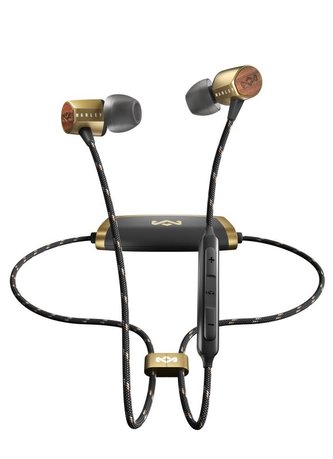 MARLEY Uplift 2 Wireless BT - Brass, bezdrátová sluchátka do uší s ovladačem a mikrofonem