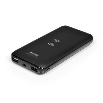 PORT CONNECT Powerbank 18000 mAh, USB-C PD, 2x USB-A, Bezdrátové nabíjení, černá