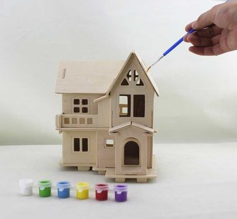 RoboTime Dřevěný domeček pro panenky Katie natur s barvama