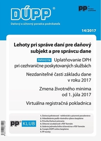 DUPP 14/2017 Lehoty pri správe daní pre daňový subjekt a pre správcu dane