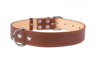 Obojek kožený Leather hnědý (56-68cm/3,5cm)