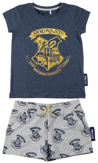 Dětské pyžamo s kraťasy Harry Potter: Hogwarts (14 let) modrá bavlna