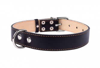 Obojek kožený Leather černý (32-40cm/20mm)