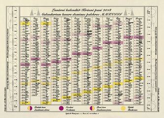 Jednolistý Lunární kalendář Krásné paní 2018
