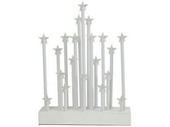 svícen vánoční el.20 svíček LED,teplá BÍ,hvězda,dřev.BÍ,22,3x29,5x5cm,do zásuvky