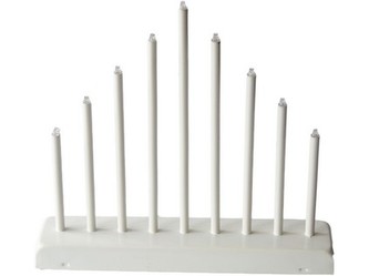 svícen vánoční 9 svíček LED,teplá BÍ,kov.,26x31x5,5cm,2xtuž.AA baterie