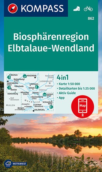 KOMPASS Wanderkarte Biosphärenregion Elbtalaue-Wendland 1:50 000