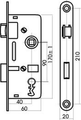 zámek zadl. 90/60 P-L BÍ Zn obyč. klíč TESLA