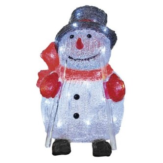 LED vánoční sněhulák, 28 cm, venkovní i vnitřní, studená bílá, časovač