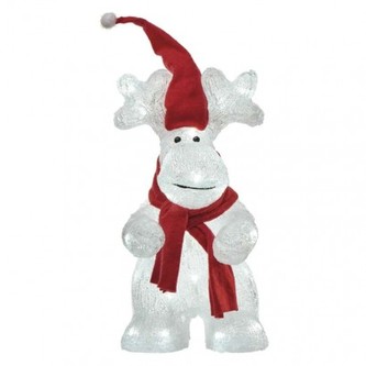 LED vánoční sob, 34,5 cm, venkovní i vnitřní, studená bílá, časovač