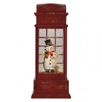 LED vánoční telefonní budka 25x10 cm, 3x AA, vnitřní, teplá bílá, časovač