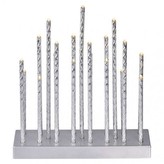 LED svícen stříbrný, 28,5 cm, 3x AA, vnitřní, teplá bílá, časovač