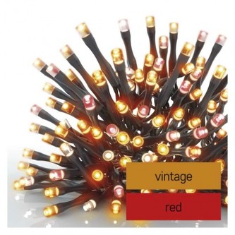 LED vánoční řetěz pulzující, 12 m, venkovní i vnitřní, vintage/červená, časovač
