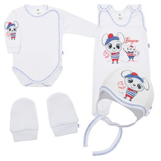 Soupravička 4-dílná New Baby Bonjour - velikost 56 (0-3m)