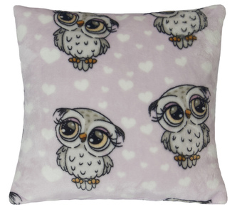 Polštářek Mazlík - dětský motiv - sovička růžová - 38x38cm