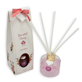 Tyčinkový difuzér v dárkové krabičce, 100 ml, Růže a med