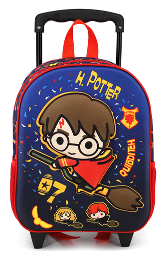 Dětský 3D batoh s vozíkem Harry Potter: Chibi Famfrpál (objem 11 litrů|26 x 34 x 13 cm)
