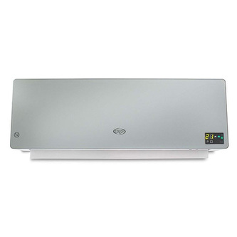 Topný panel  ARGO, 191070184, CHIC SILVER, nástěnný, tvrzené přední sklo, 3 režimy topení, letní větrání, LED displej, dálkové ovládání, automatické kývání klapky, regulace teploty, týdenní časovač, okenní senzor, bezpečnostní zařízení, 1000/2000 W